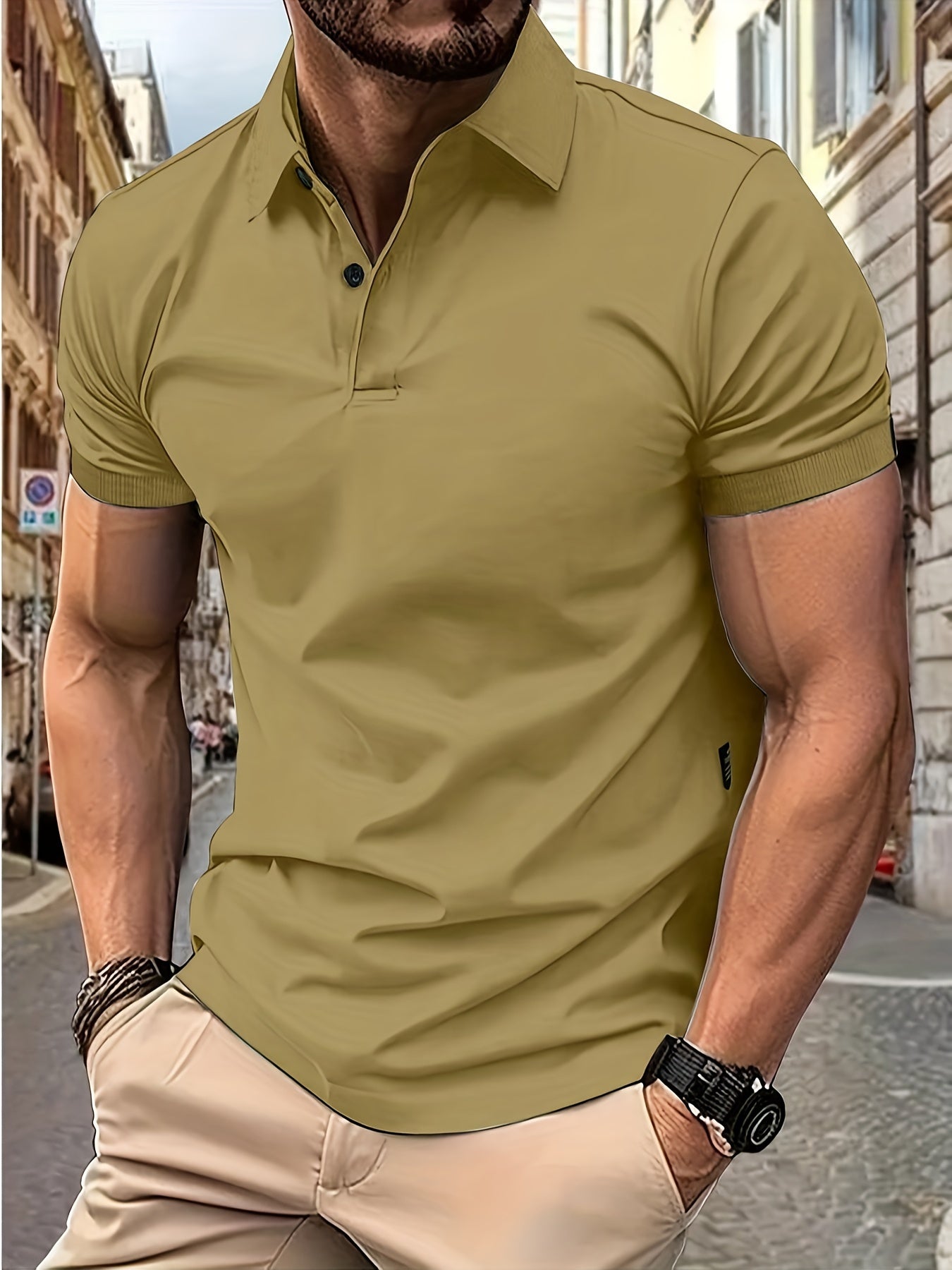 Fashionable Men's Short-Sleeved Polo Shirt