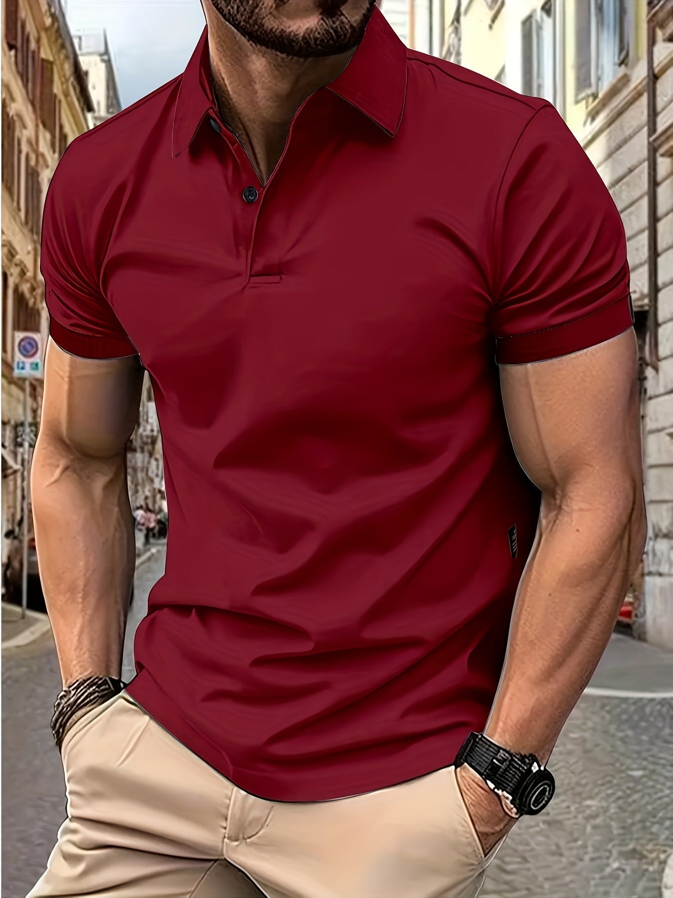 Fashionable Men's Short-Sleeved Polo Shirt
