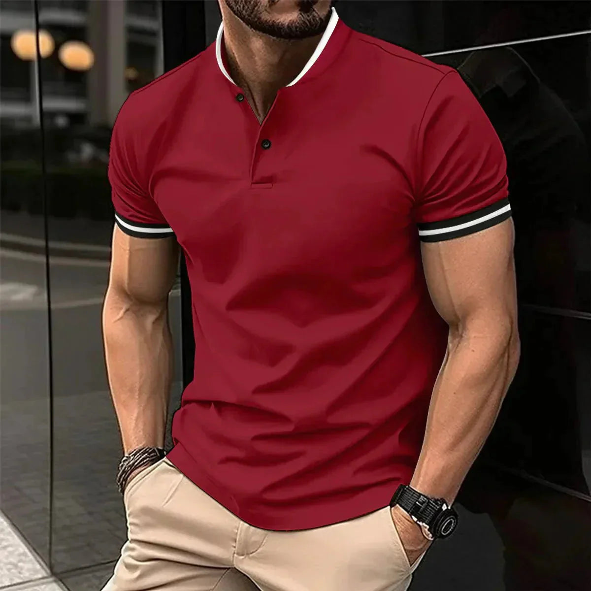 Men's Breathable Short-Sleeve Polo Shirt