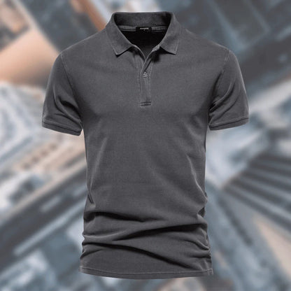 Men's Short Sleeve Polo Shirt Button Closure