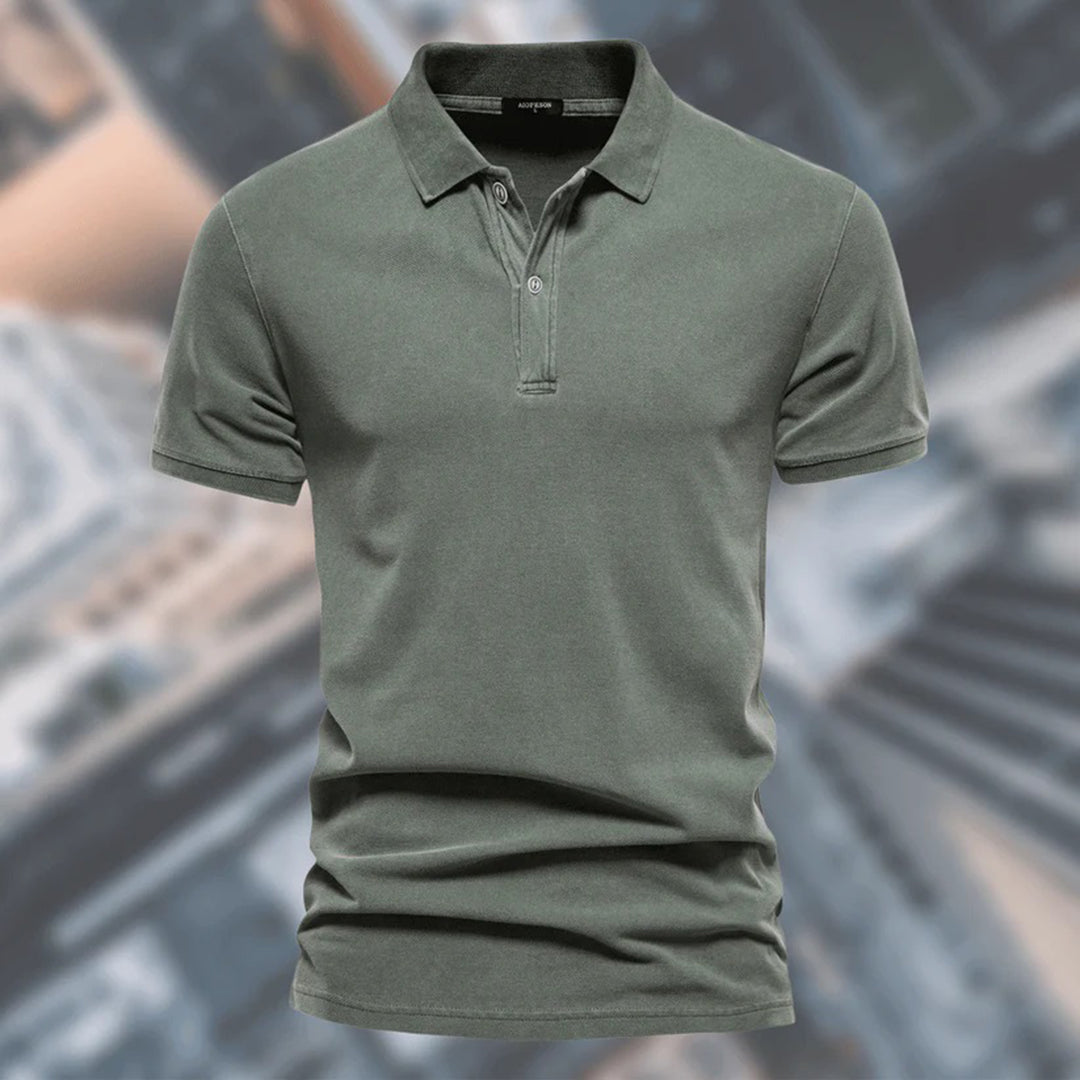 Men's Short Sleeve Polo Shirt Button Closure