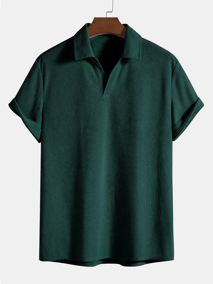 Men's Polo Shirt Short Sleeve V-Neck Sporty