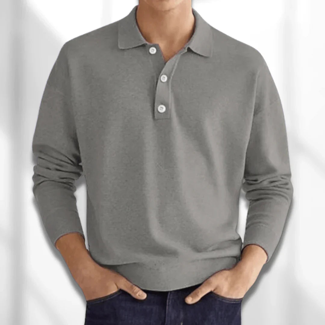 Men's Long-Sleeve Polo Shirt with Collar