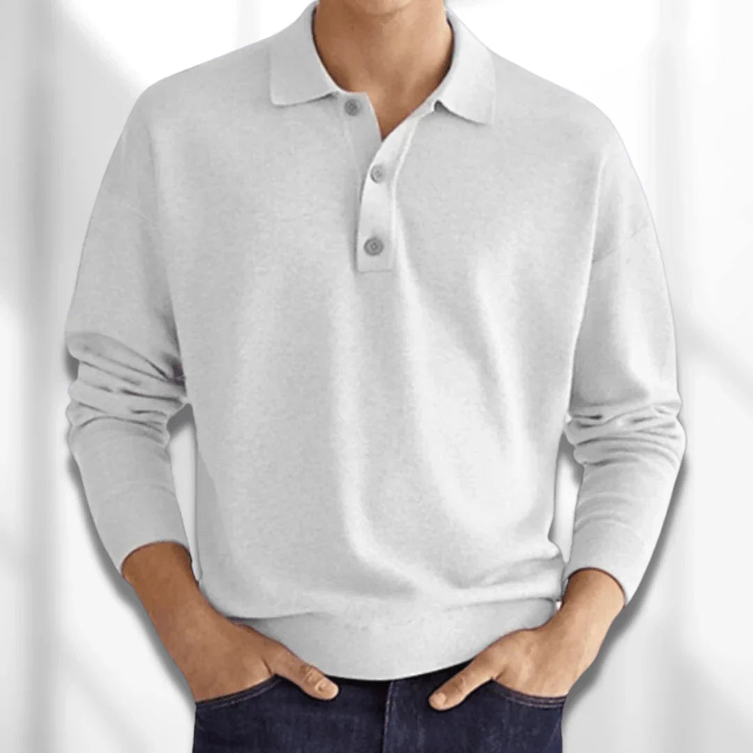 Men's Long-Sleeve Polo Shirt with Collar