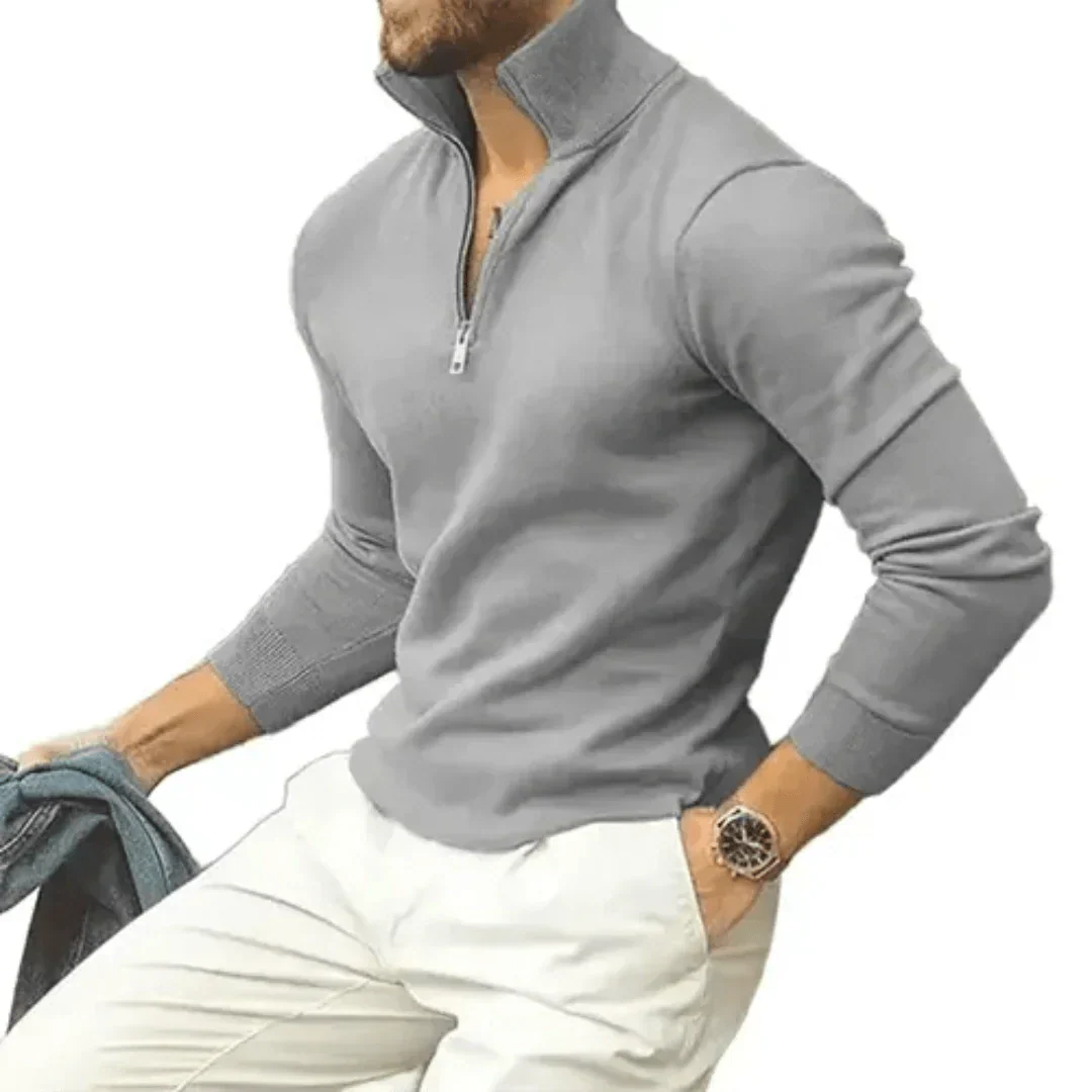 Men's Quarter Zip Long Sleeve Modern Pullover