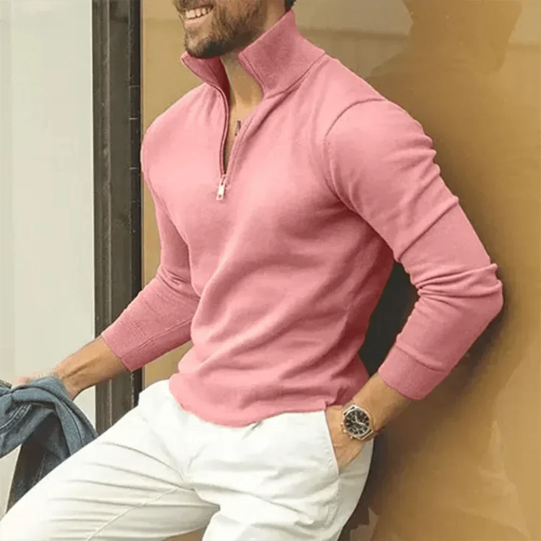 Men's Quarter Zip Long Sleeve Modern Pullover