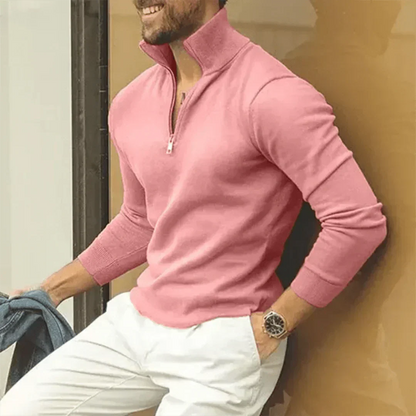 Men's Quarter Zip Long Sleeve Modern Pullover
