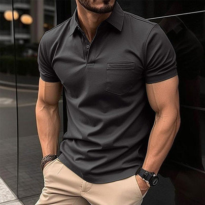 Herren Poloshirt Kurzarm mit Brusttasche - IdealeKleiden