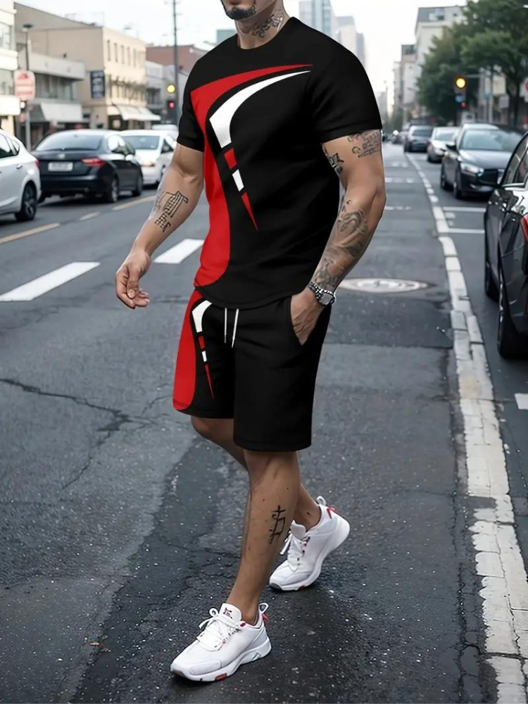 Men's Summer Outfit: Trendy T-Shirt and Shorts Set