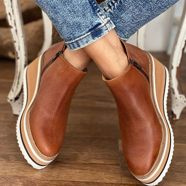 Stylish Ankle Boots Leather Look Chunky Sneakers