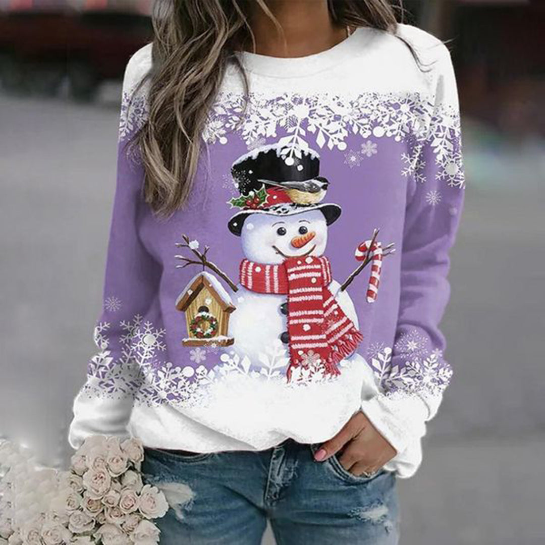 Weihnachtspullover Damen Schneemann Motiv Festlich