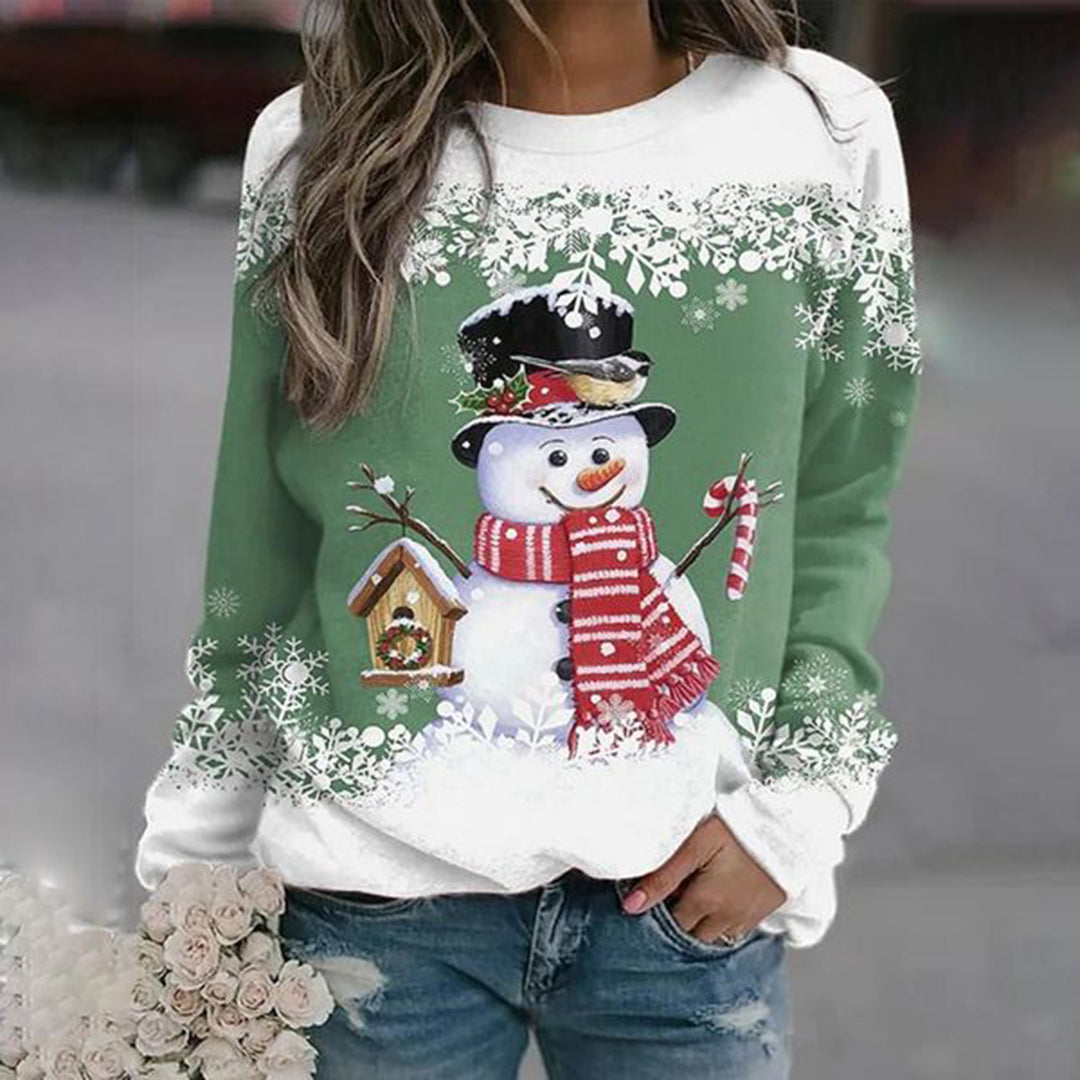 Weihnachtspullover Damen Schneemann Motiv Festlich - IdealeKleiden