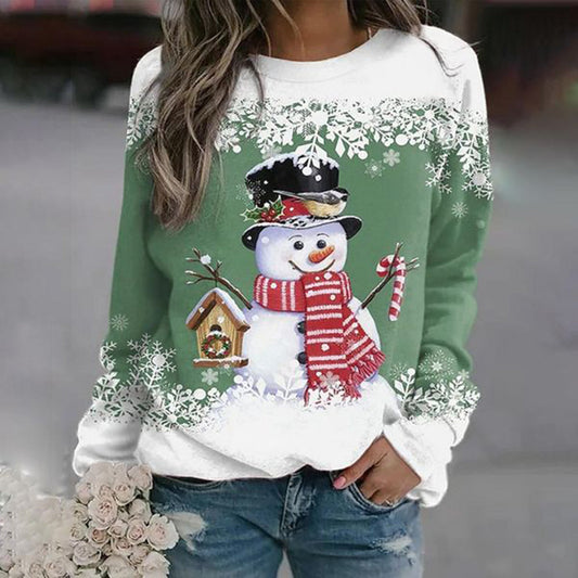 Weihnachtspullover Damen Schneemann Motiv Festlich - IdealeKleiden
