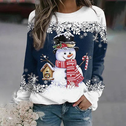 Weihnachtspullover Damen Schneemann Motiv Festlich