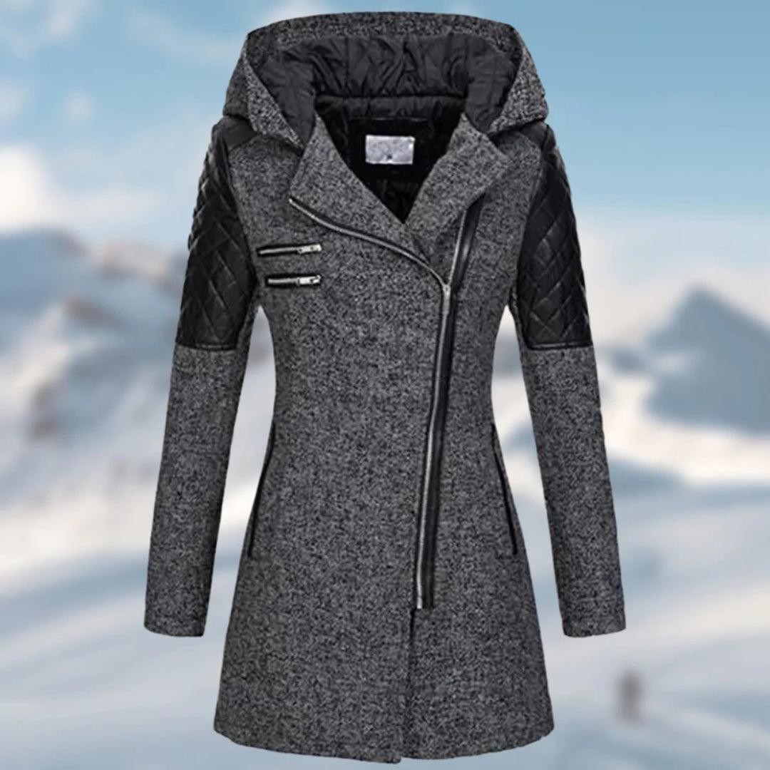 Women's Warm Hooded Wool Blend Coat