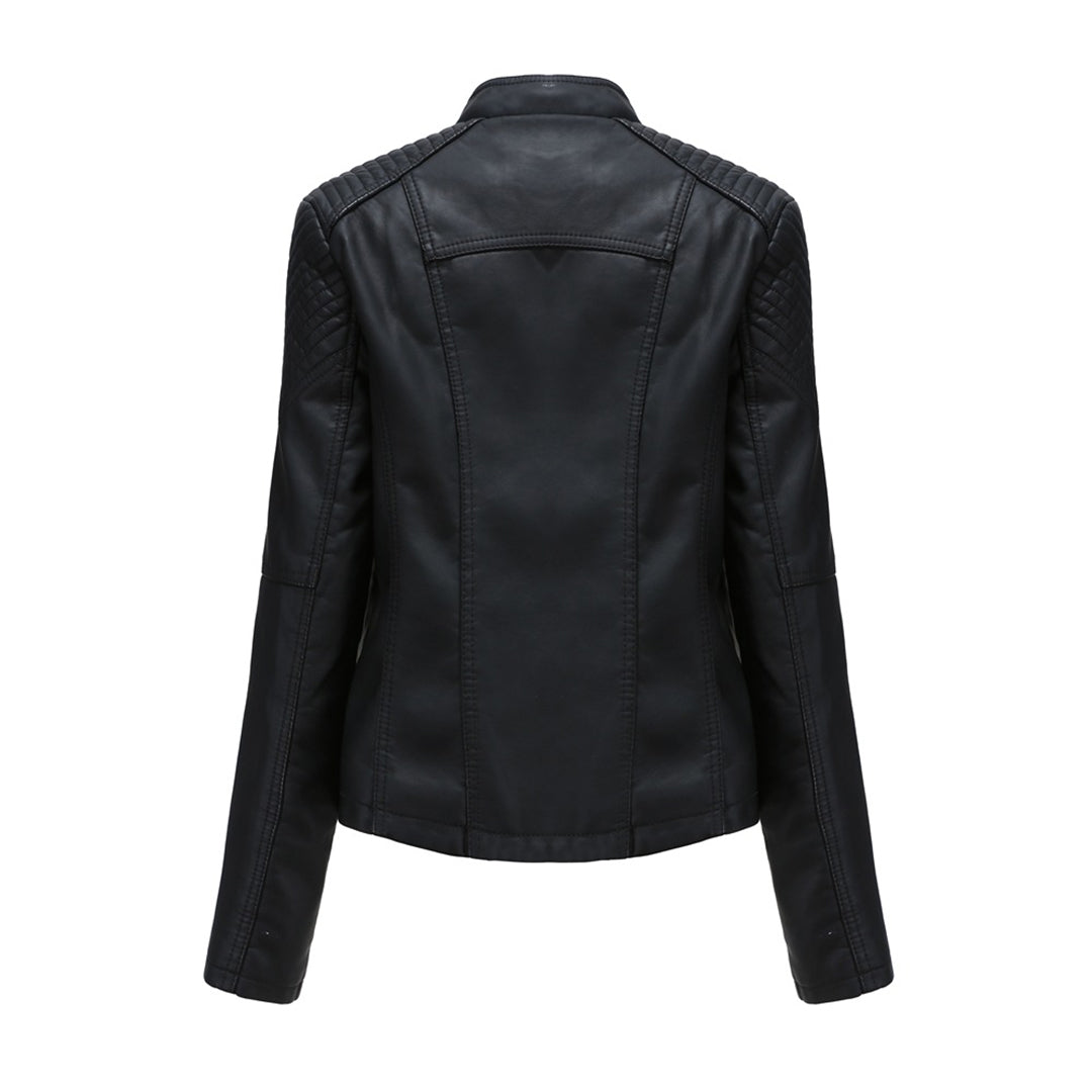 Ledermantel Bikerstyle Asymmetrisch - IdealeKleiden