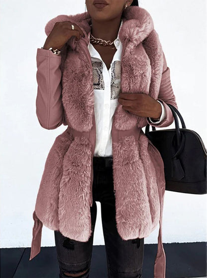 Luxury Winter Jacket Fur Trim Elegant Black