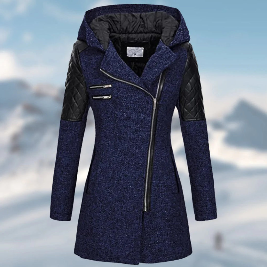 Women's Warm Hooded Wool Blend Coat