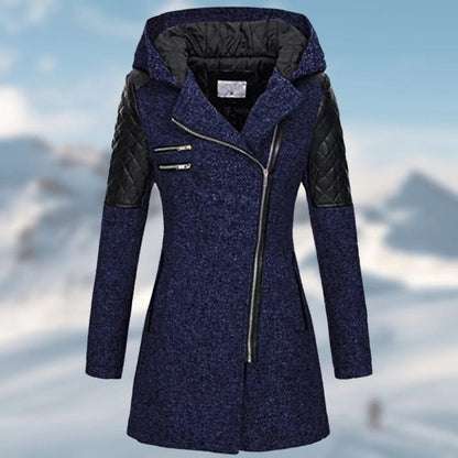 Women's Warm Hooded Wool Blend Coat