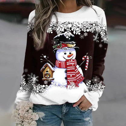 Weihnachtspullover Damen Schneemann Motiv Festlich