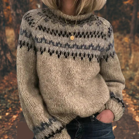 Women's Nordic Knit Sweater Winter Pattern