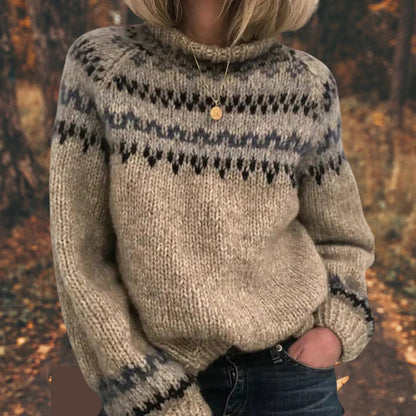 Women's Nordic Knit Sweater Winter Pattern