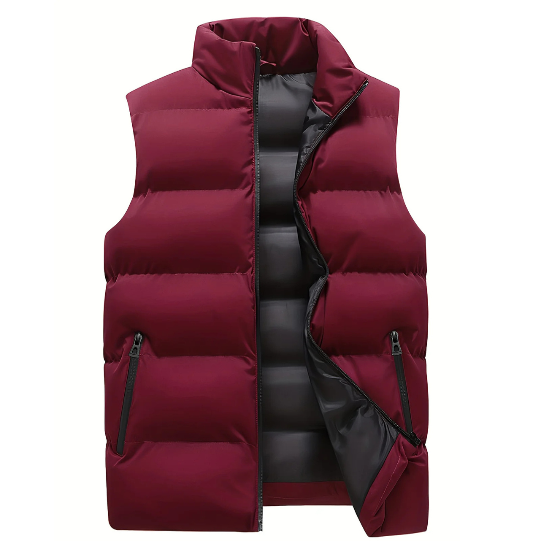 Men's Puffer Vest – Sleeveless Zipper Winter Jacket