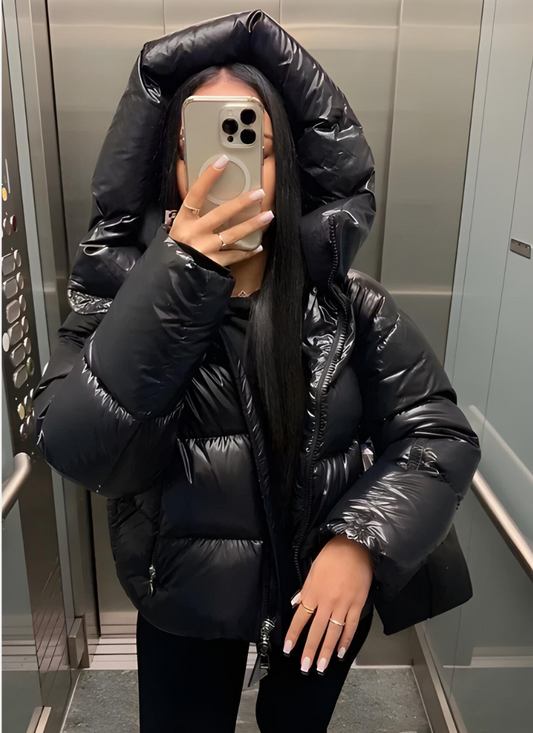 Damen Winterjacke Glänzend Isoliert - IdealeKleiden