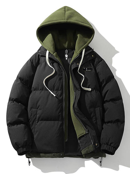 Wattierte Pufferjacke Herren Winter Mantel Kapuze - IdealeKleiden