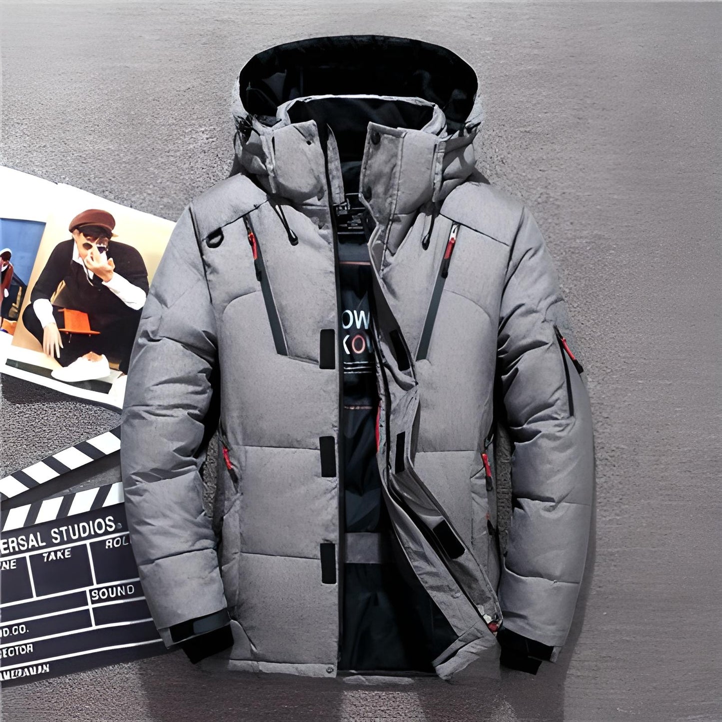 Men's Winter Jacket Warm Hood Zipper Down