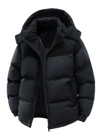 Men's Warm Winter Puffer Jacket with Hood