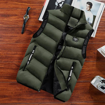 Warm Quilted Vest Sleeveless Zip Up Winter