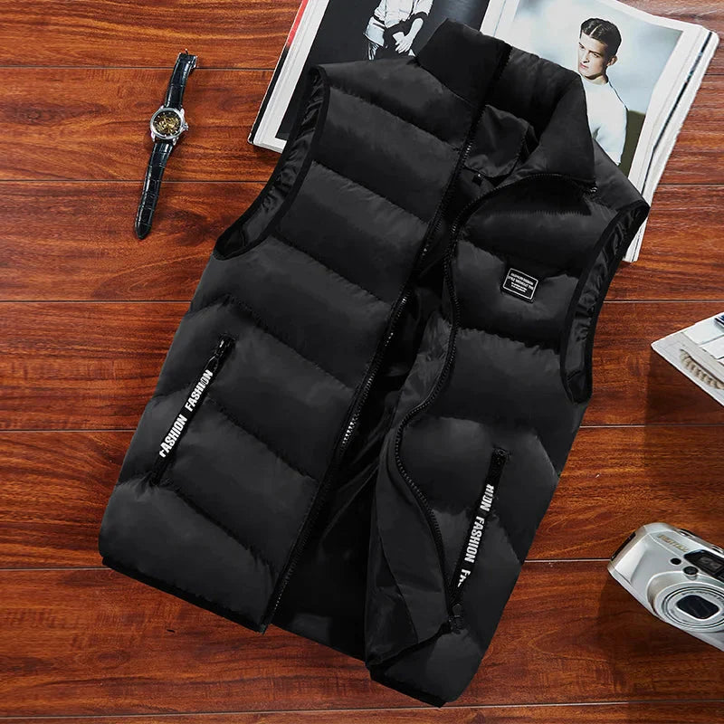 Warm Quilted Vest Sleeveless Zip Up Winter