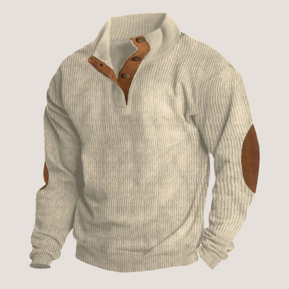Men's Pullover with Patch Ribbed Look