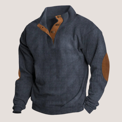 Men's Pullover with Patch Ribbed Look