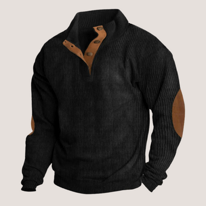 Men's Pullover with Patch Ribbed Look