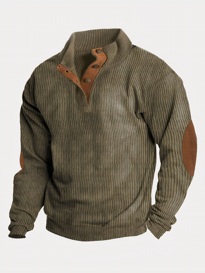 Herren Pullover Sportlich Mit Knöpfen - IdealeKleiden