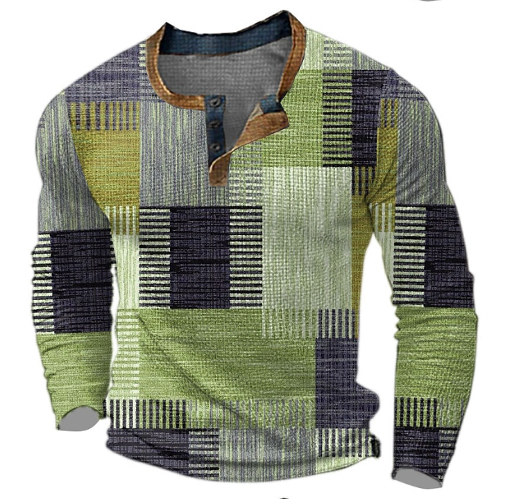 Men's Long-Sleeved Half-Button Pullover