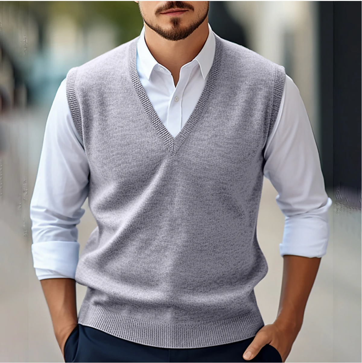 Men's Sleeveless V-Neck Knitted Vest