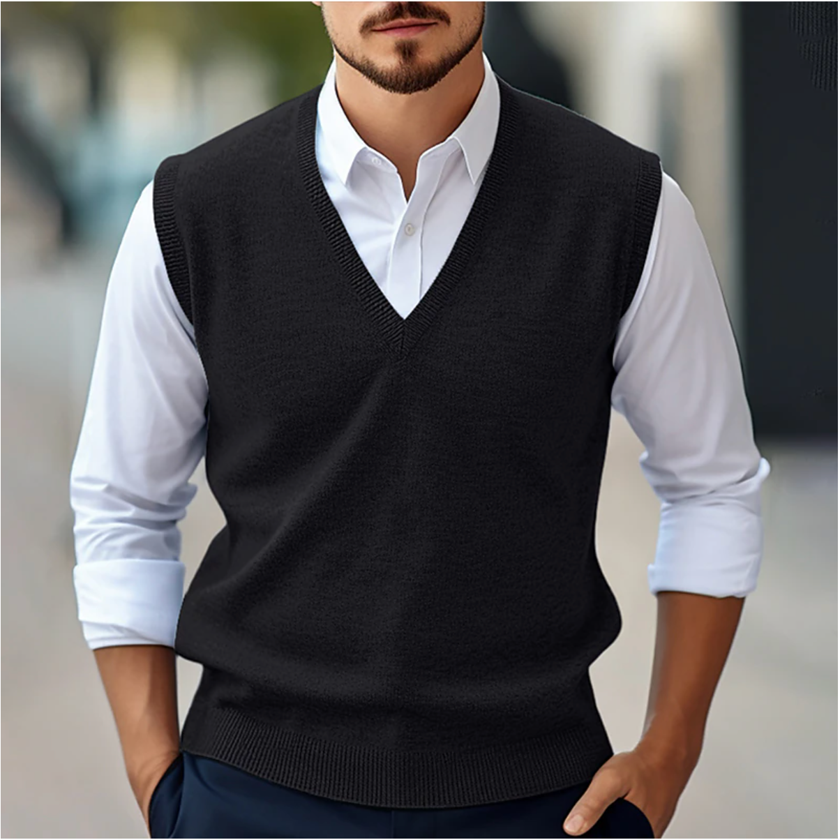 Men's Sleeveless V-Neck Knitted Vest