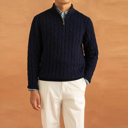 Men's Cable Knit Quarter-Zip Sweater