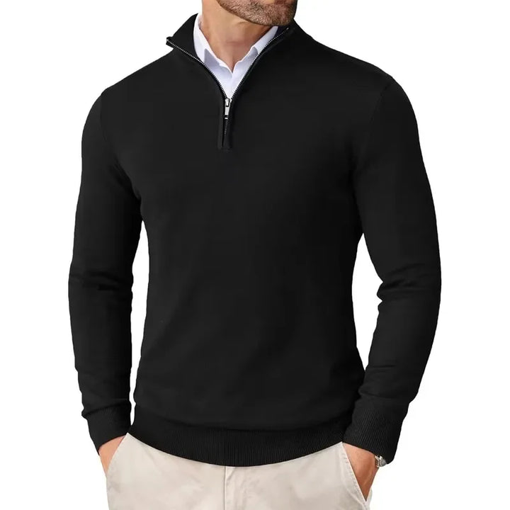 Herren Pullover Viertelreißverschluss Modern - IdealeKleiden