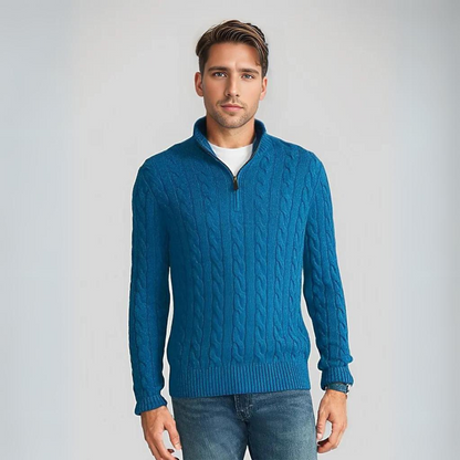 Men's Quarter-Zip Cable Knit Sweater