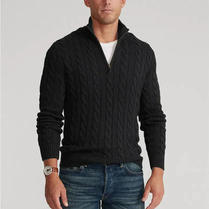 Men's Quarter-Zip Cable Knit Sweater