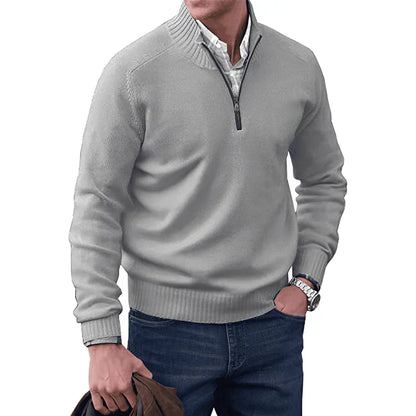 Men's Cashmere Sweater Long Sleeve Quarter-Zip