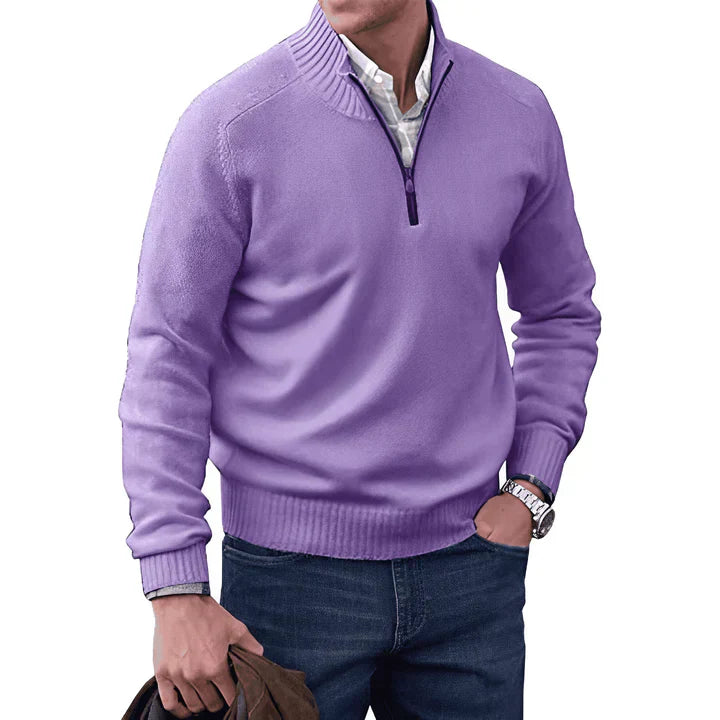 Men's Cashmere Sweater Long Sleeve Quarter-Zip