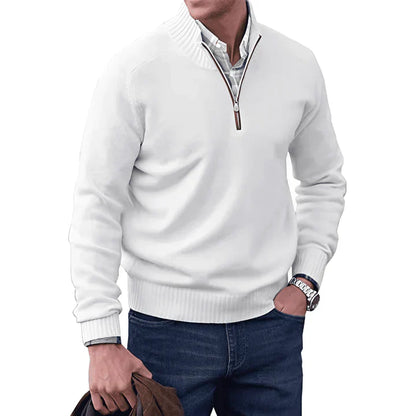 Men's Cashmere Sweater Long Sleeve Quarter-Zip