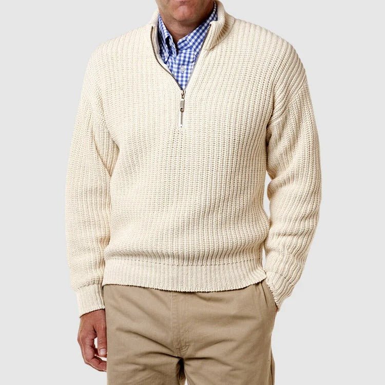 Herren Strickpullover Lässig Langarm Viertelreißverschluss - IdealeKleiden