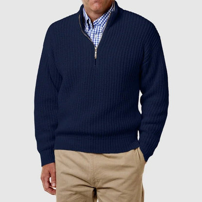 Men's Casual Long Sleeve Quarter-Zip Knitted Sweater