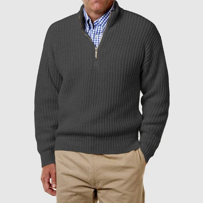 Men's Casual Long Sleeve Quarter-Zip Knitted Sweater